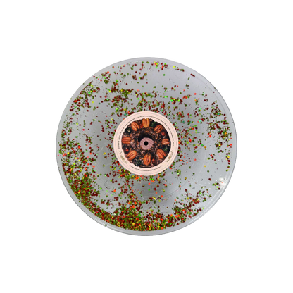 Sabrina Carpenter - Vinilo Fruitcake disco líquido lleno de purpurina verde y roja