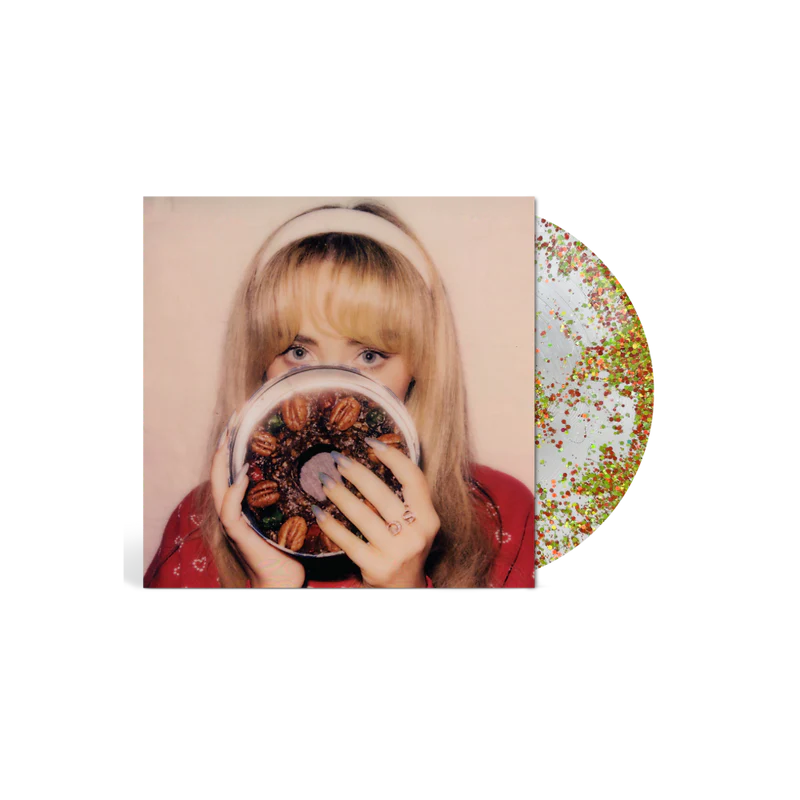 Sabrina Carpenter - Vinilo Fruitcake disco líquido lleno de purpurina verde y roja